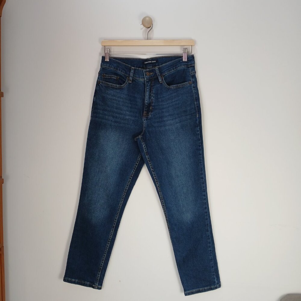 Calvin Klein Women’s High Rise Slim Jeans Size 6 28x26.5 Stretch Dark Wash Crop